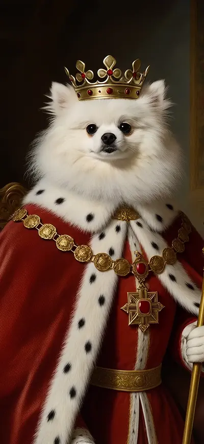 A Lock Screen with a royal Pomeranian portrait